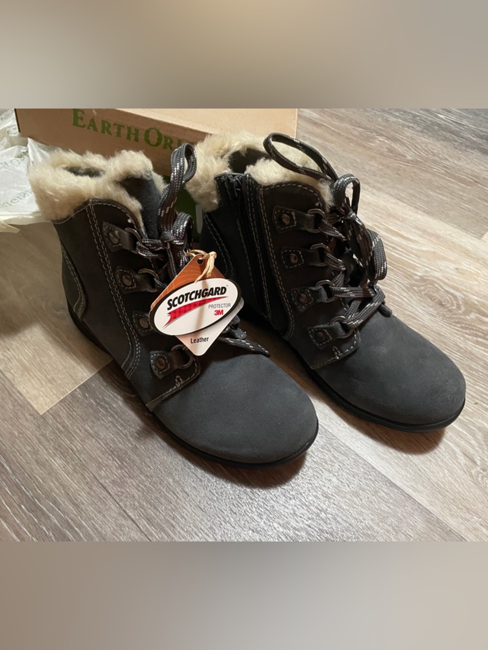 Earth Origins Women's Grey Faux-Fur Lined Ankle Boots
